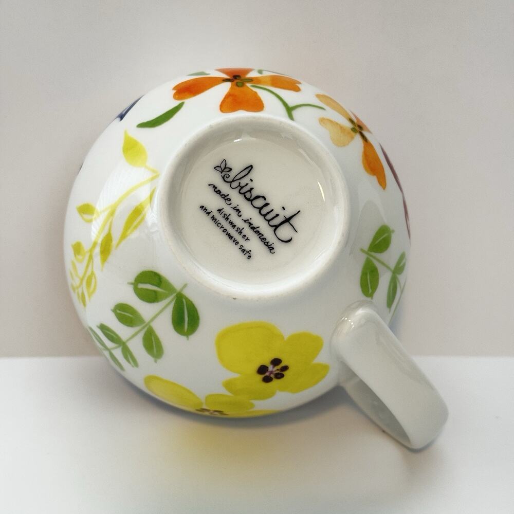 ANTHROPOLOGIE BISCUIT Mug Blue Bird Floral Design Ceramic 16 oz. - Picture 9 of 9